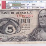CRBX3282 BILLETE MEXICO 5 PESOS 1972 SERIE T P-62 MBC