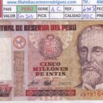 CRBX3287 BILLETE PERU 5000000 INTIS 1990 SERIE AC MBC