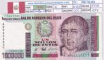 CRBX3289 BILLETE PERU 1000000 INTIS 1990 SERIE H SIN CIRCULAR