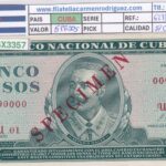 CRBX3357 BILLETE CUBA 5 PESOS 1970 SPECIMEN SERIE U SC