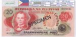 CRBX3360 BILLETE FILIPINAS 20 PISOS 1949 SPECIMEN SC