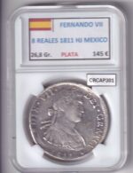 CRCAP301 MONEDA ESPAÑA FERNANDO VII 8 REALES 1811 HJ MEXICO PLATA