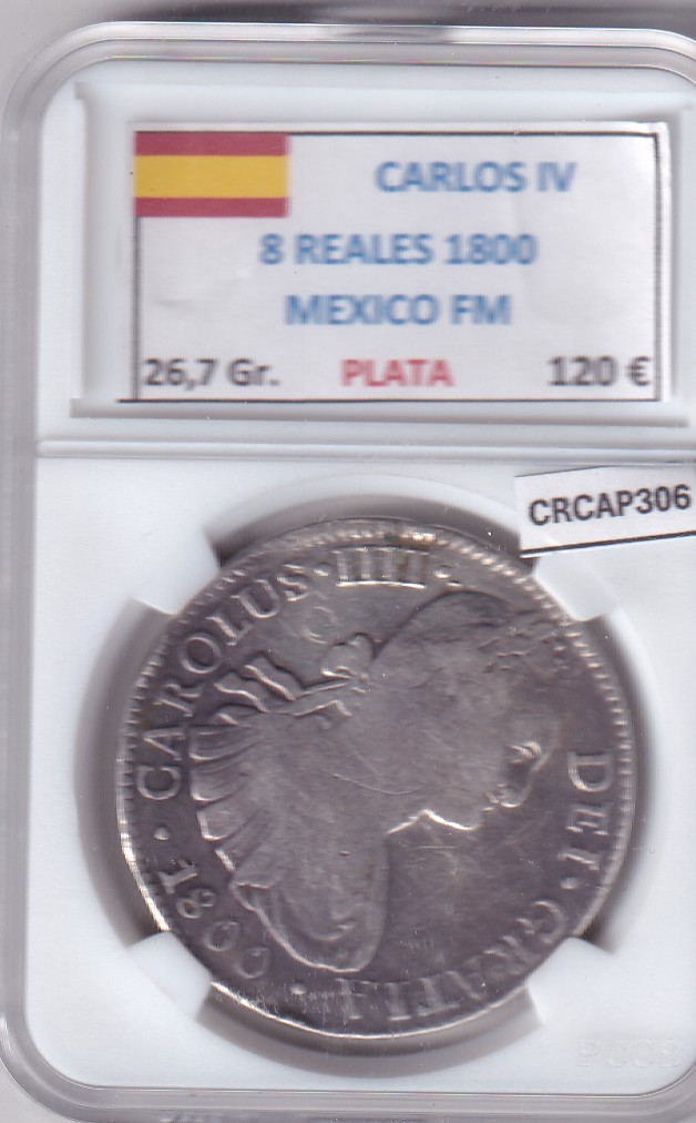 CRCAP306 CRCAP306 MONEDA ESPAÑA CARLOS IV 8 REALES 1800 MEXICO FM PLATA - Imagen 1