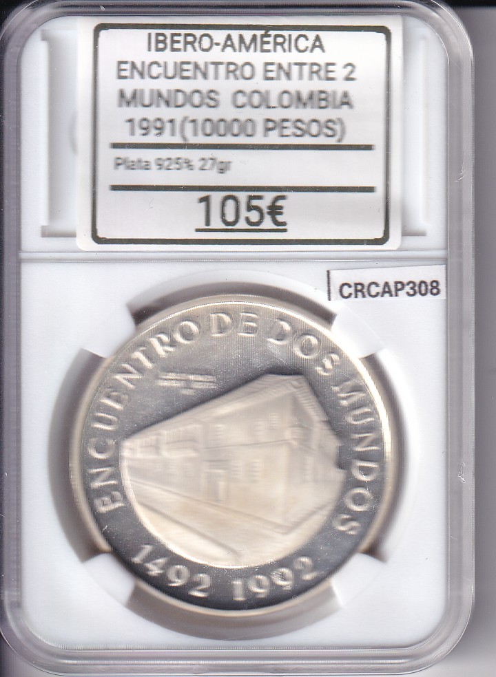 CRCAP308 CRCAP308 MONEDA IBERO-AMERICA ENCUENTRO ENTRE 2 MUNDOS COLOMBIA 10000 PESOS 1991 - Imagen 1