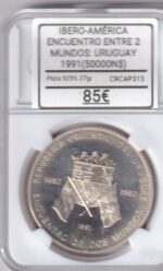 CRCAP313 MONEDA IBERO-AMERICA ENCUENTRO ENTRE 2 MUNDOS URUGUAY 50000 N$ 1991