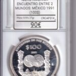 CRCAP314 MONEDA IBERO-AMERICA ENCUENTRO ENTRE 2 MUNDOS MEXICO 100 $ 1991