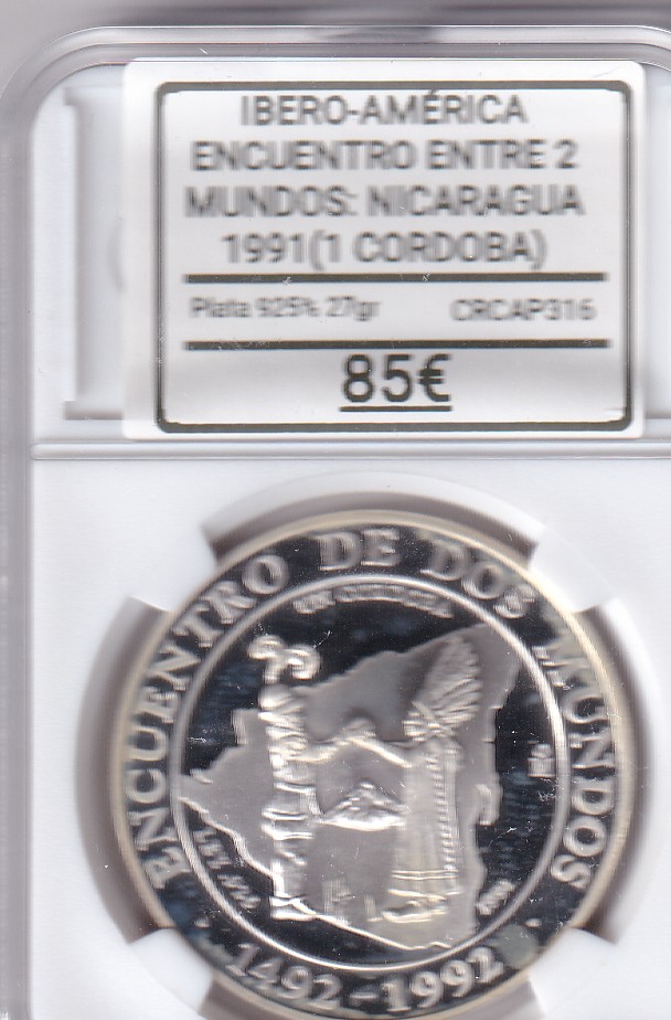 CRCAP316 CRCAP316 MONEDA IBERO-AMERICA ENCUENTRO ENTRE 2 MUNDOS NICARAGUA 1 CORDOBA 1991 - Imagen 1