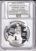 CRCAP318 MONEDA IBERO-AMERICA ENCUENTRO ENTRE 2 MUNDOS CUBA 10 PESOS 1991