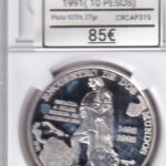 CRCAP319 MONEDA IBERO-AMERICA ENCUENTRO ENTRE 2 MUNDOS CUBA 10 PESOS 1991