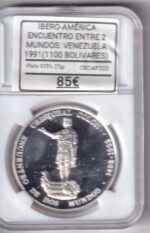 CRCAP320 MONEDA IBERO-AMERICA ENCUENTRO ENTRE 2 MUNDOS VENEZUELA 1100 BOLIVARES 1991