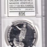 CRCAP321 MONEDA IBERO-AMERICA ENCUENTRO ENTRE 2 MUNDOS VENEZUELA 1100 BOLIVARES 1991