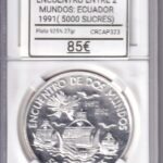 CRCAP323 MONEDA IBERO-AMERICA ENCUENTRO ENTRE 2 MUNDOS ECUADOR 5000 SUCRES 1991