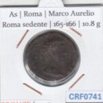 CRF0741 MONEDA ROMANA AS ROMA MARCO AURELIO ROMA SEDENTE 165-166