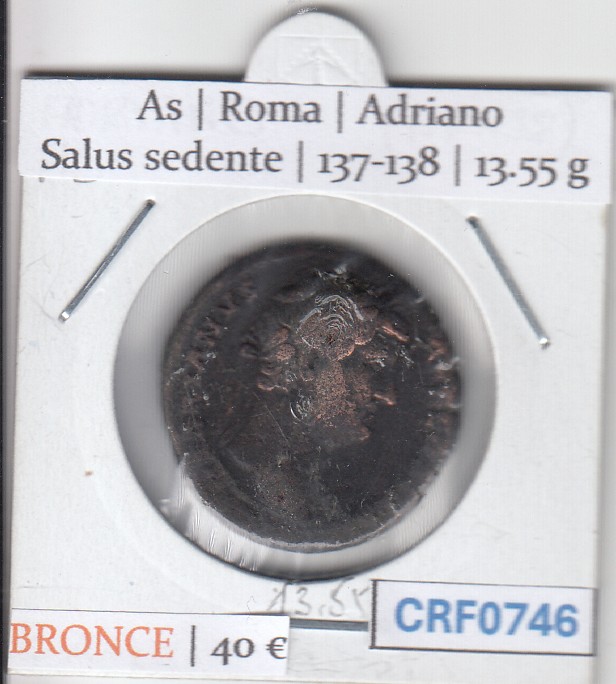 CRF0746 CRF0746 MONEDA ROMANA AS ROMA ADRIANO SALUS SEDENTE 137-138 - Imagen 1