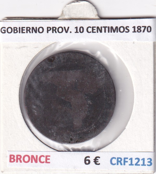 CRF1213 CRF1213 MONEDA ESPAÑA GOBIERNO PROVISIONAL 10 CENTIMOS 1870 - Imagen 1
