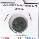 CRF1221 MONEDA ESPAÑA CARLOS III 2 MARAVEDIS 1771 SEVILLA COBRE