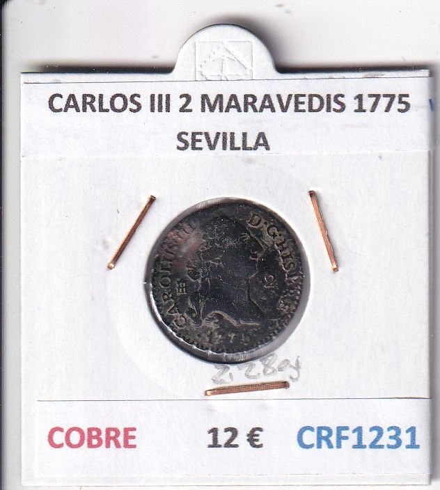 CRF1231 CRF1231 MONEDA ESPAÑA CARLOS III 2 MARAVEDIS 1775 SEVILLA COBRE - Imagen 1