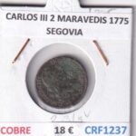CRF1237 MONEDA ESPAÑA CARLOS III 2 MARAVEDIS 1775 SEGOVIA COBRE