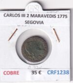 CRF1238 MONEDA ESPAÑA CARLOS III 2 MARAVEDIS 1775 SEGOVIA COBRE