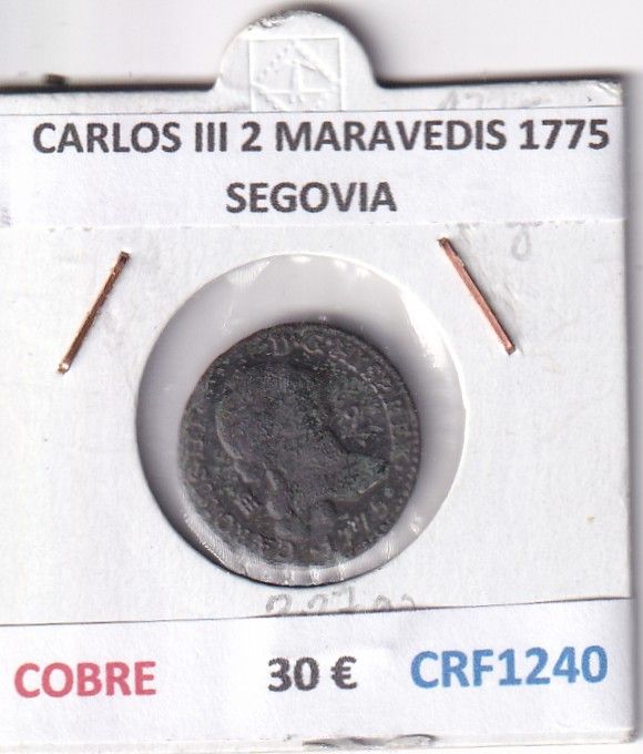 CRF1240 CRF1240 MONEDA ESPAÑA CARLOS III 2 MARAVEDIS 1775 SEGOVIA COBRE - Imagen 1