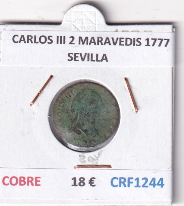 CRF1244 CRF1244 MONEDA ESPAÑA CARLOS III 2 MARAVEDIS 1777 SEVILLA COBRE - Imagen 1