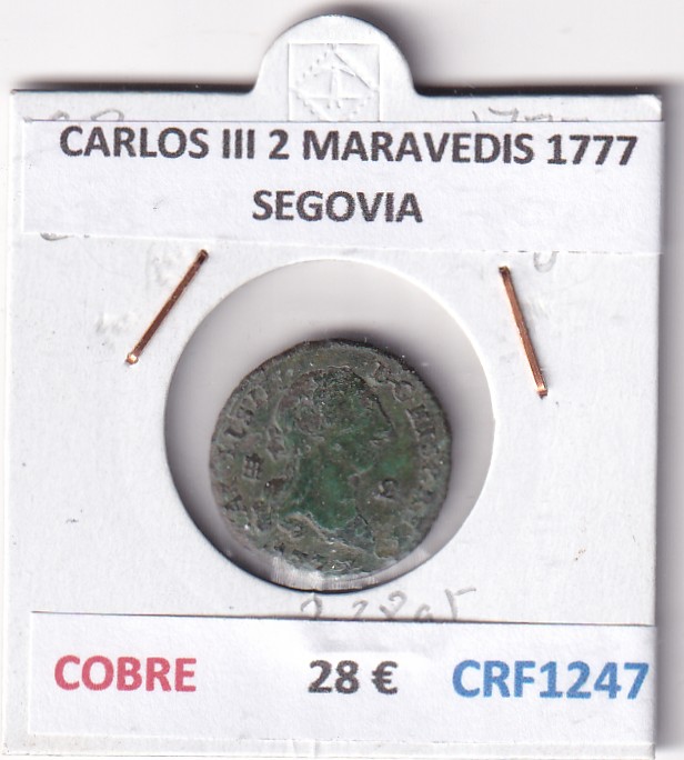 CRF1247 CRF1247 MONEDA ESPAÑA CARLOS III 2 MARAVEDIS 1777 SEGOVIA COBRE - Imagen 1