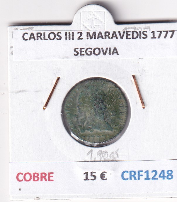 CRF1248 CRF1248 MONEDA ESPAÑA CARLOS III 2 MARAVEDIS 1777 SEGOVIA COBRE - Imagen 1