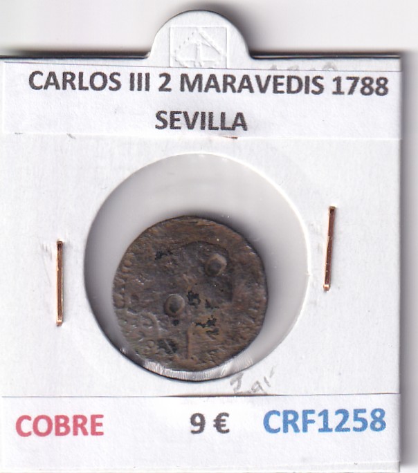 CRF1258 CRF1258 MONEDA ESPAÑA CARLOS III 2 MARAVEDIS 1788 SEVILLA COBRE - Imagen 1
