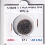 CRF1261 MONEDA ESPAÑA CARLOS III 2 MARAVEDIS 1788 SEVILLA COBRE