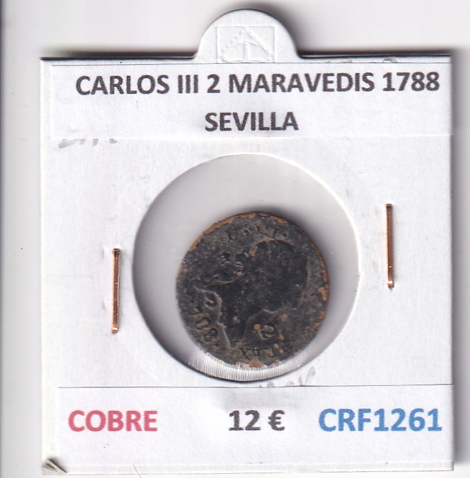CRF1261 CRF1261 MONEDA ESPAÑA CARLOS III 2 MARAVEDIS 1788 SEVILLA COBRE - Imagen 1