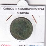 CRF1269 MONEDA ESPAÑA CARLOS III 4 MARAVEDIS 1774 SEGOVIA COBRE