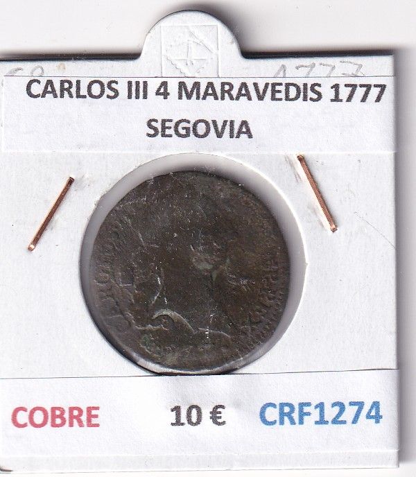 CRF1274 CRF1274 MONEDA ESPAÑA CARLOS III 4 MARAVEDIS 1777 SEGOVIA COBRE - Imagen 1