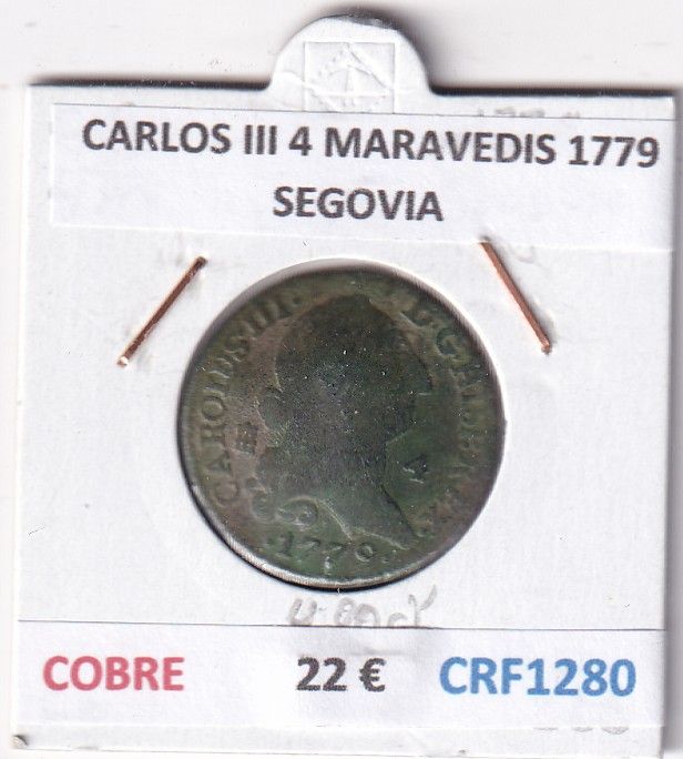 CRF1280 CRF1280 MONEDA ESPAÑA CARLOS III 4 MARAVEDIS 1779 SEGOVIA COBRE - Imagen 1