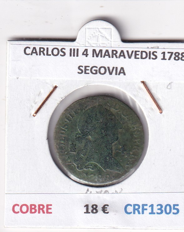 CRF1305 CRF1305 MONEDA ESPAÑA CARLOS III 4 MARAVEDIS 1788 SEGOVIA COBRE - Imagen 1