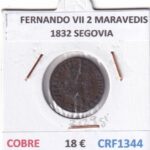 CRF1344 MONEDA ESPAÑA FERNANDO VII 2 MARAVEDIS 1832 SEGOVIA COBRE