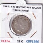 CRF1496 MONEDA ESPAÑA ISABEL II 40 CENTIMOS DE ESCUDO 1868 MADRID PLATA