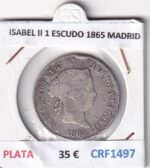 CRF1497 MONEDA ESPAÑA ISABEL II 1 ESCUDO 1865 MADRID PLATA