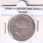 CRF1498 MONEDA ESPAÑA ISABEL II 1 ESCUDO 1866 SEVILLA PLATA ESCASA