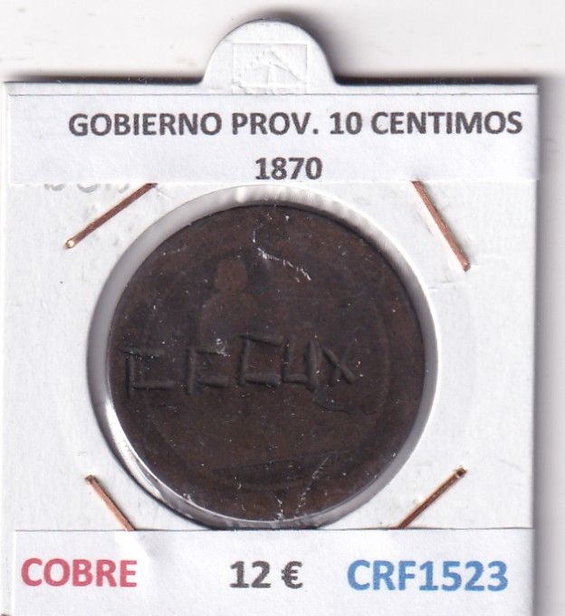 CRF1523 CRF1523 MONEDA ESPAÑA GOBIERNO PROVISIONAL 10 CENTIMOS 1870 COBRE - Imagen 1
