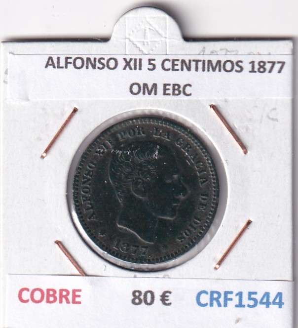 CRF1544 CRF1544 MONEDA ESPAÑA ALFONSO XII 5 CENTIMOS 1877 COBRE OM EBC - Imagen 1