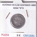 CRF1591 MONEDA ESPAÑA ALFONSO XII 0,50 CENTIMOS 1880 MSM *8*0 PLATA