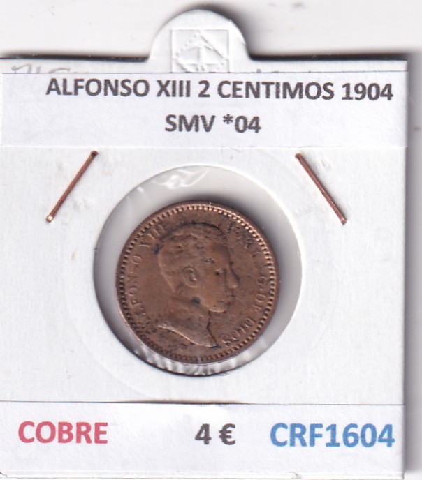 CRF1604 CRF1604 MONEDA ESPAÑA ALFONSO XIII 2 CENTIMOS 1904 SMV *04 COBRE - Imagen 1