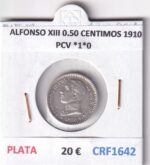 CRF1642 MONEDA ESPAÑA ALFONSO XIII 0,50 CENTIMOS 1910 PCV *1*0 PLATA