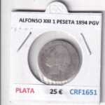CRF1651 MONEDA ESPAÑA ALFONSO XIII 1 PESETA 1894 PGV PLATA