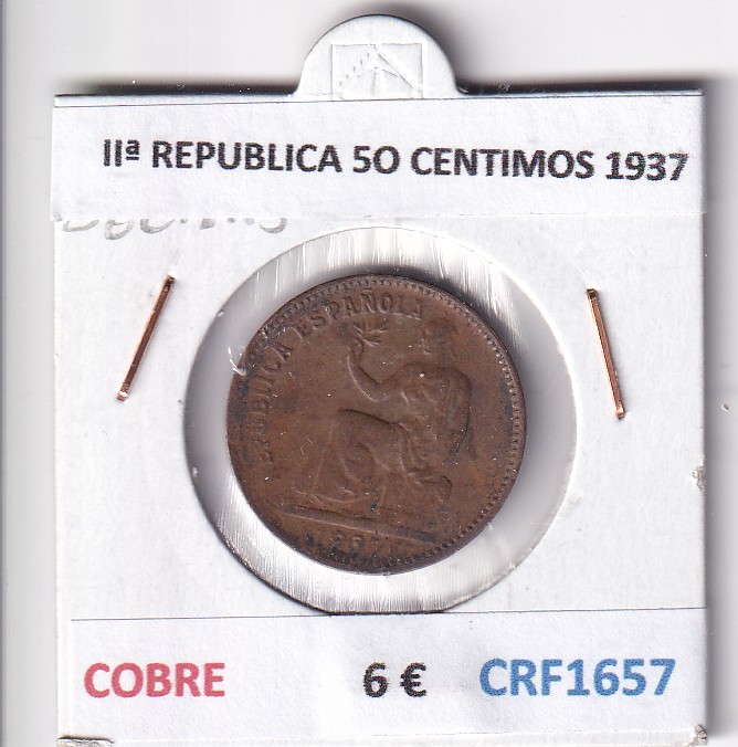 CRF1657 CRF1657 MONEDA ESPAÑA IIª REPUBLICA 5O CENTIMOS 1937 COBRE - Imagen 1