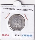 CRF1661 MONEDA ESPAÑA IIª REPUBLICA 1 PESETA 1937 *3*4 PLATA
