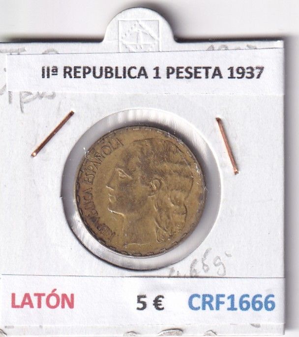 CRF1666 CRF1666 MONEDA ESPAÑA IIª REPUBLICA 1 PESETA 1937 LATON - Imagen 1
