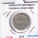 CRF1668 MONEDA ESPAÑA CONSEJO DE SANTANDER Y PALENCIA 1 PESETA 1937 CUPRONIQUEL