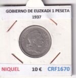 CRF1670 MONEDA ESPAÑA GOBIERNO DE EUZKADI 1 PESETA 1937 NIQUEL