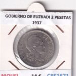 CRF1671 MONEDA ESPAÑA GOBIERNO DE EUZKADI 2 PESETAS 1937 NIQUEL